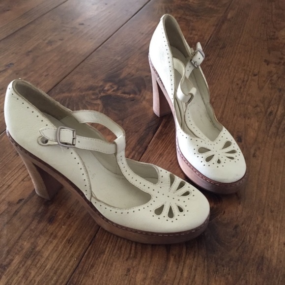 White baby doll tstrap Chloe mary Jane wedges - Picture 11 of 12